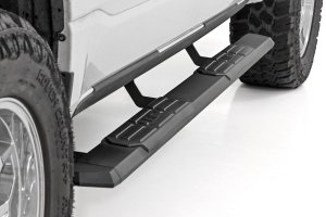 Ram 1500 TRX Running Boards - Rough Country - TR2, Aluminum, Black Powder Coat, 5 in Wide - Black - '21-'24